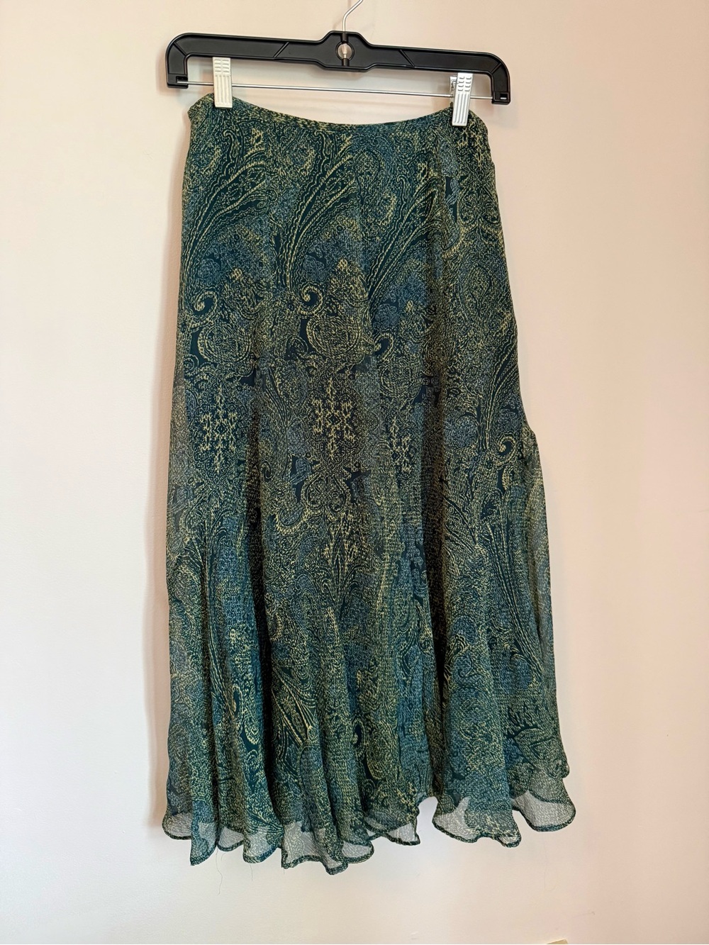 Jones New York 100% Silk Paisley Midi Skirt